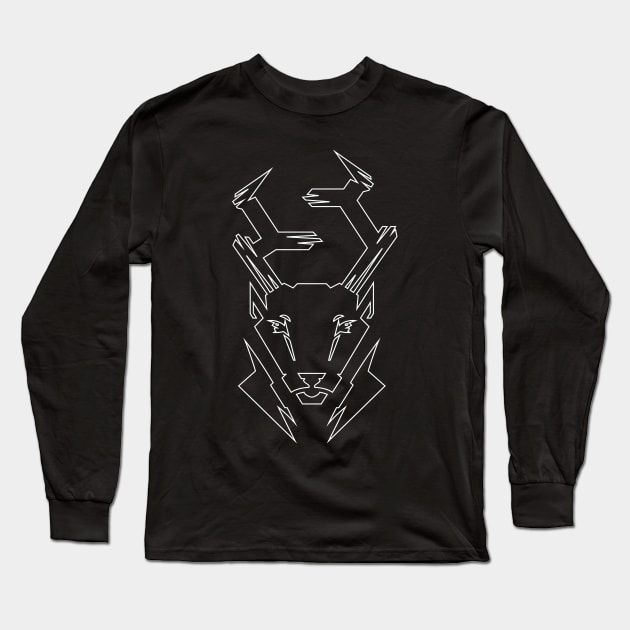 Stag Outline Long Sleeve T-Shirt by Skiddler